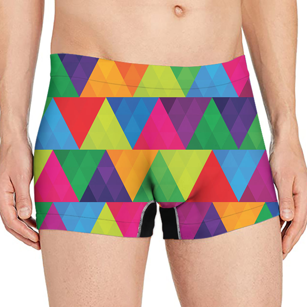 Rainbow Triangles Pattern Print Men's Boxer Briefs