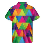 Rainbow Triangles Pattern Print Men's Short Sleeve Shirt