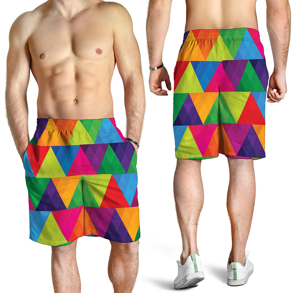 Rainbow Triangles Pattern Print Men's Shorts
