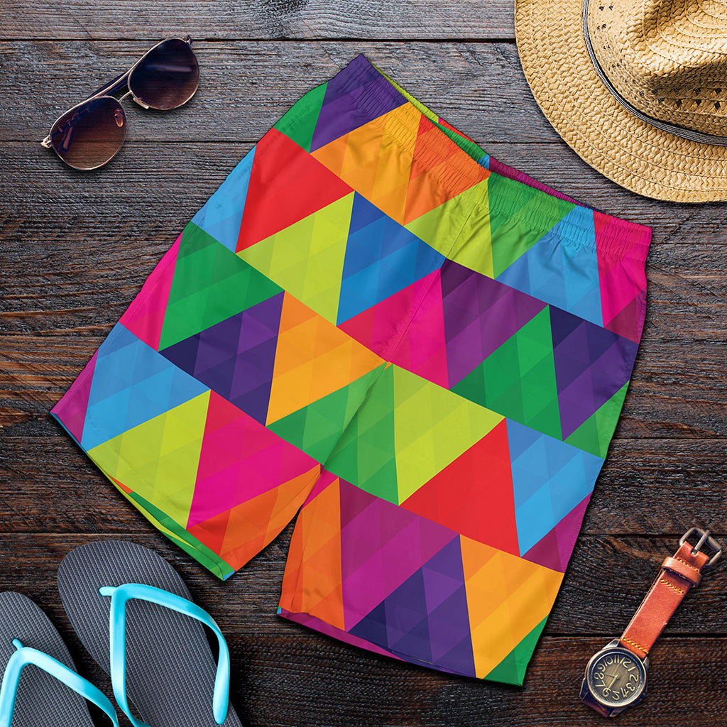 Rainbow Triangles Pattern Print Men's Shorts