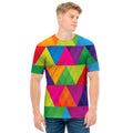 Rainbow Triangles Pattern Print Men's T-Shirt