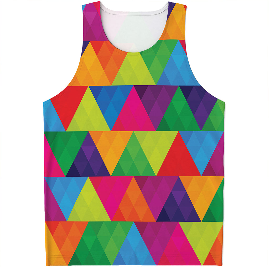 Rainbow Triangles Pattern Print Men's Tank Top