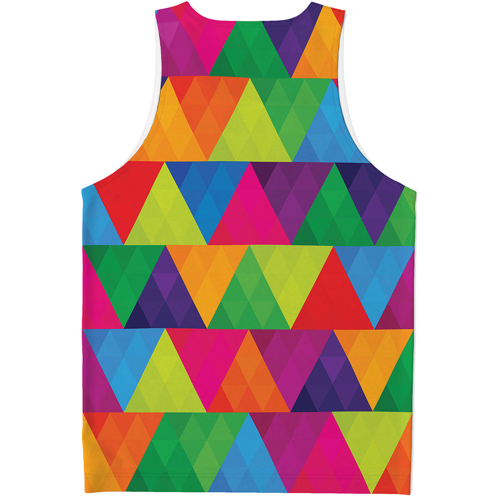 Rainbow Triangles Pattern Print Men's Tank Top