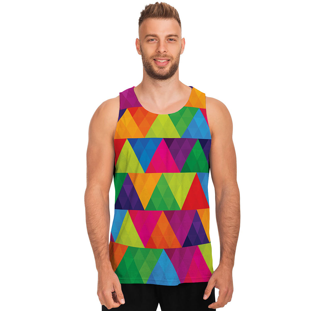 Rainbow Triangles Pattern Print Men's Tank Top