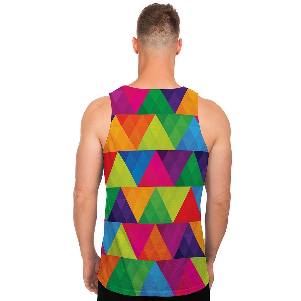 Rainbow Triangles Pattern Print Men's Tank Top