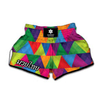 Rainbow Triangles Pattern Print Muay Thai Boxing Shorts