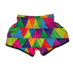 Rainbow Triangles Pattern Print Muay Thai Boxing Shorts