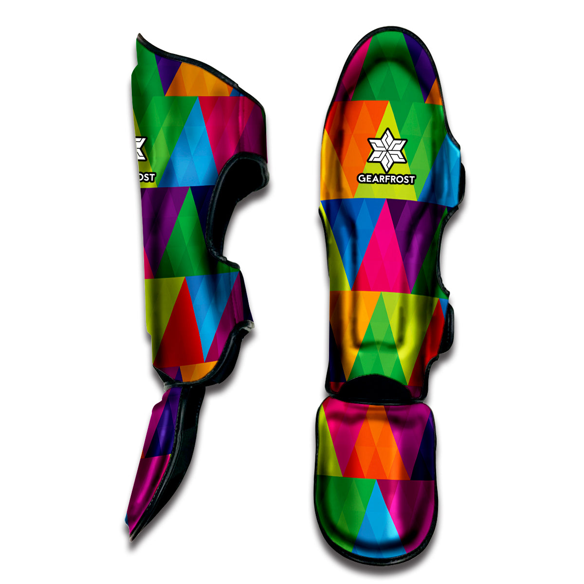 Rainbow Triangles Pattern Print Muay Thai Shin Guard