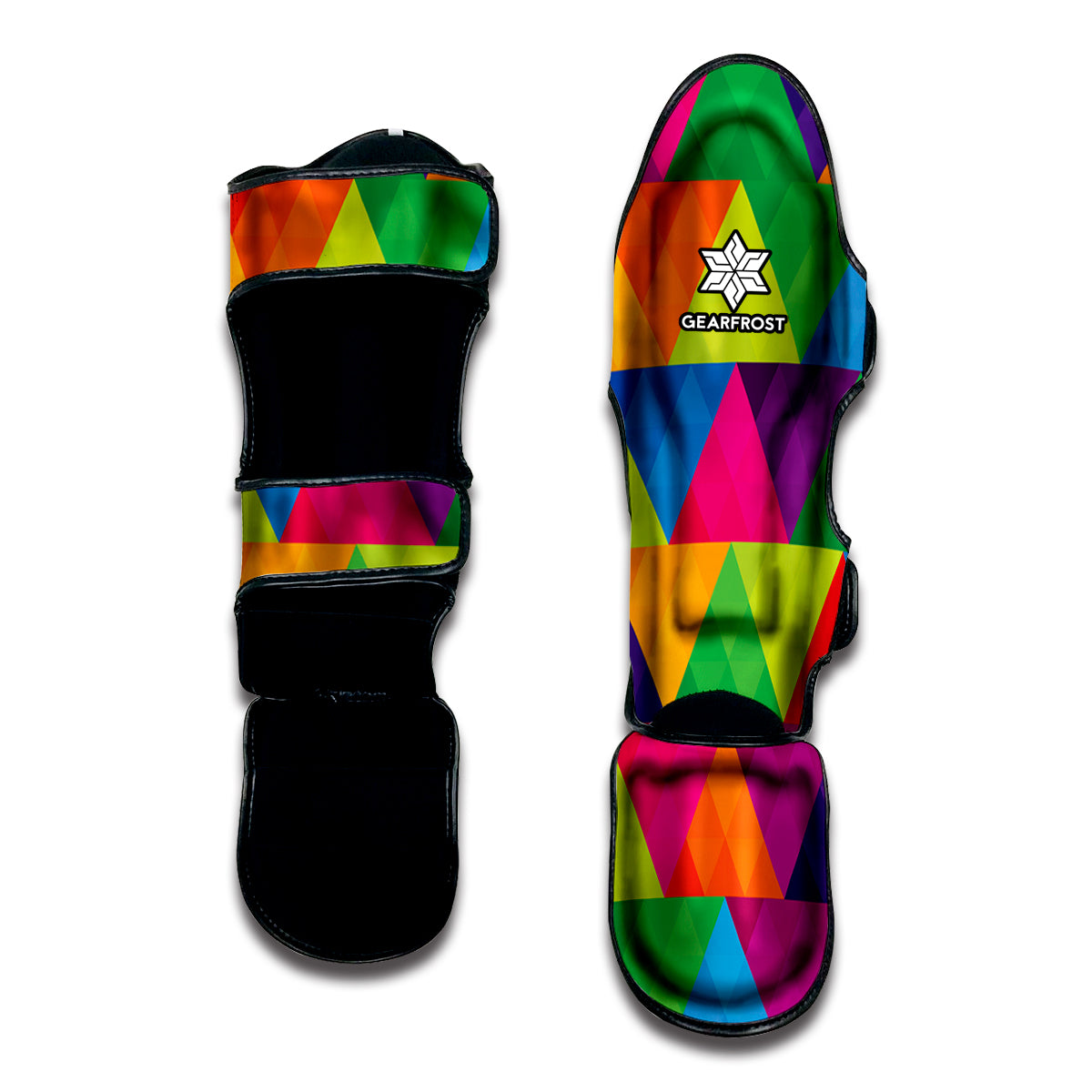 Rainbow Triangles Pattern Print Muay Thai Shin Guard