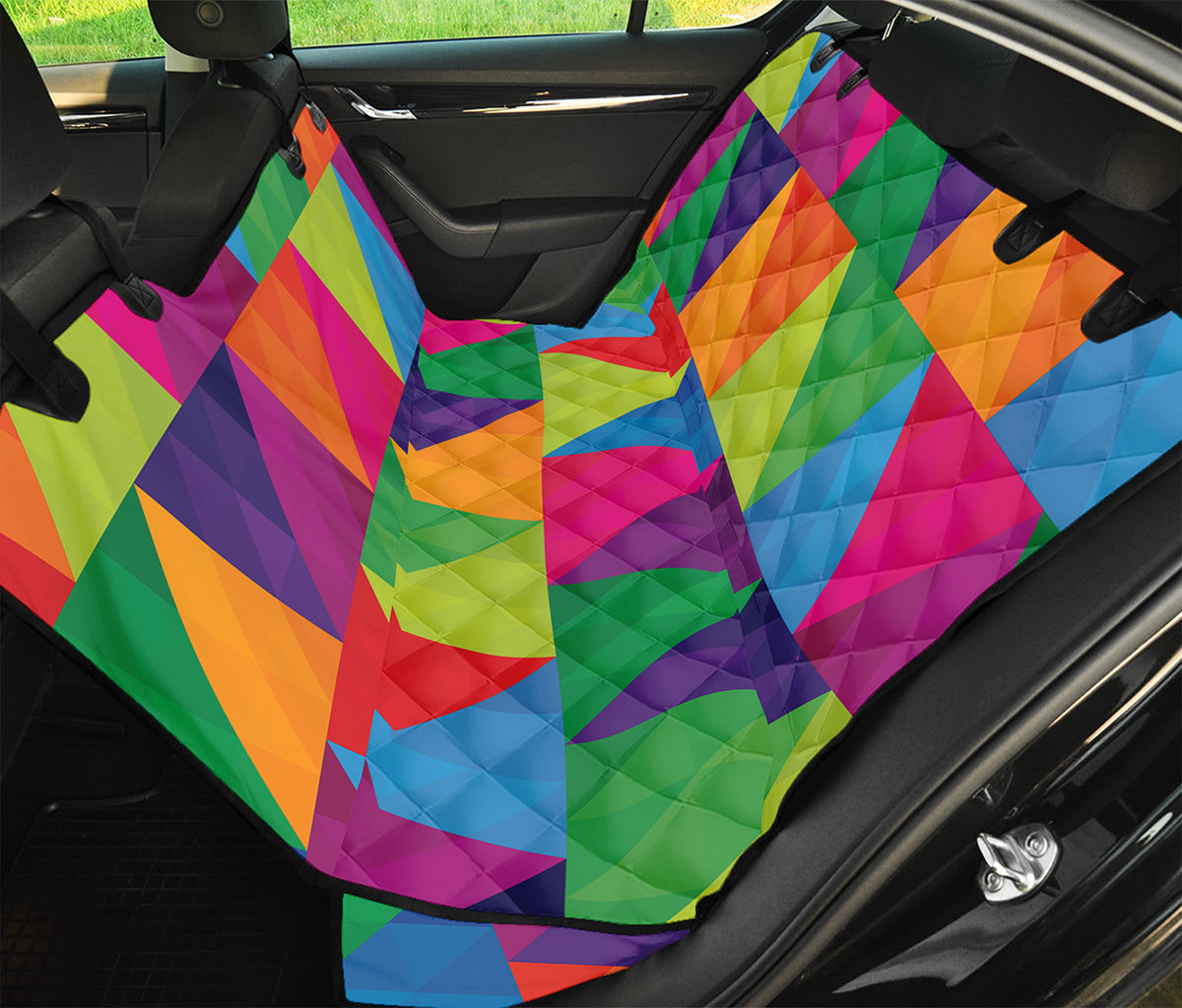 Rainbow Triangles Pattern Print Pet Car Back Seat Cover