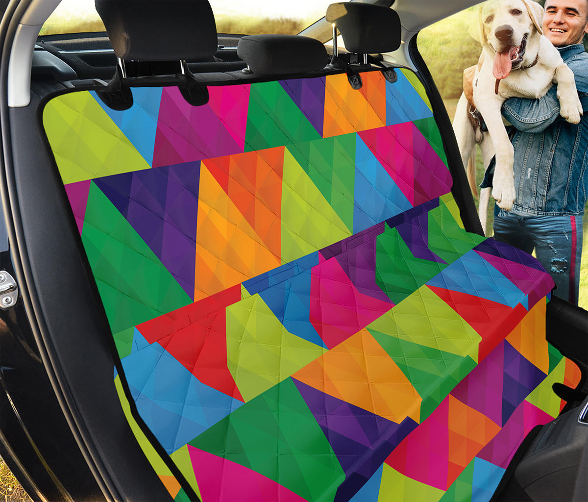 Rainbow Triangles Pattern Print Pet Car Back Seat Cover
