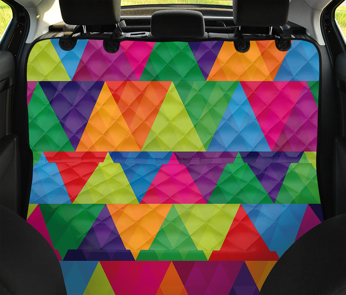 Rainbow Triangles Pattern Print Pet Car Back Seat Cover