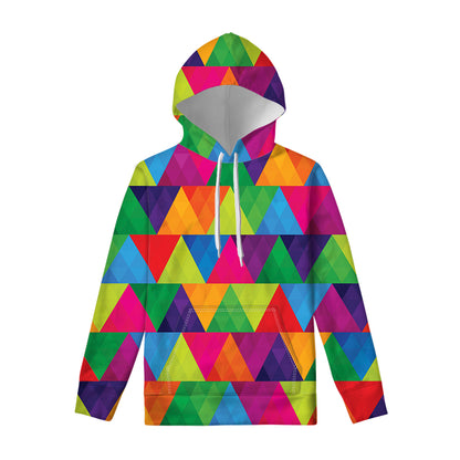 Rainbow Triangles Pattern Print Pullover Hoodie