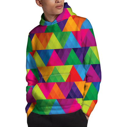 Rainbow Triangles Pattern Print Pullover Hoodie