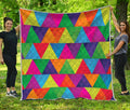 Rainbow Triangles Pattern Print Quilt