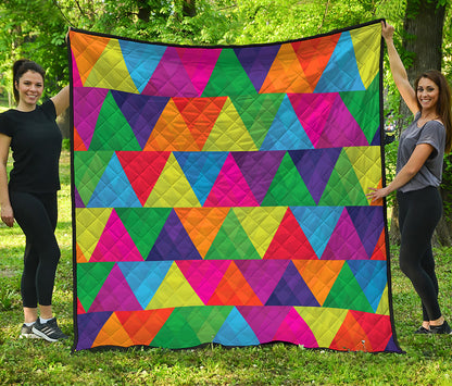 Rainbow Triangles Pattern Print Quilt