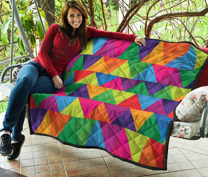 Rainbow Triangles Pattern Print Quilt