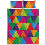 Rainbow Triangles Pattern Print Quilt Bed Set
