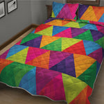 Rainbow Triangles Pattern Print Quilt Bed Set