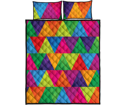 Rainbow Triangles Pattern Print Quilt Bed Set