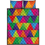 Rainbow Triangles Pattern Print Quilt Bed Set