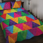 Rainbow Triangles Pattern Print Quilt Bed Set