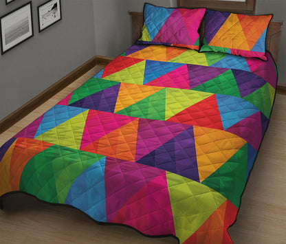 Rainbow Triangles Pattern Print Quilt Bed Set