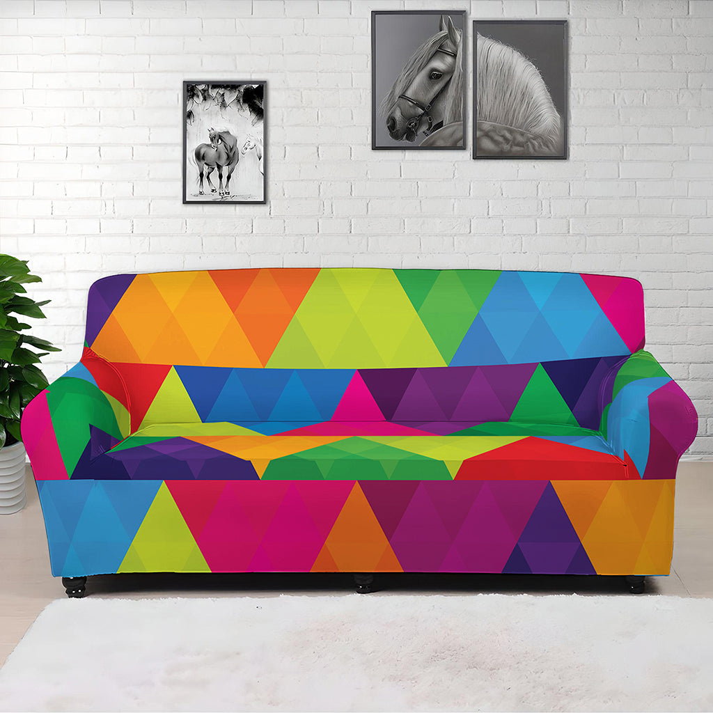Rainbow Triangles Pattern Print Sofa Cover