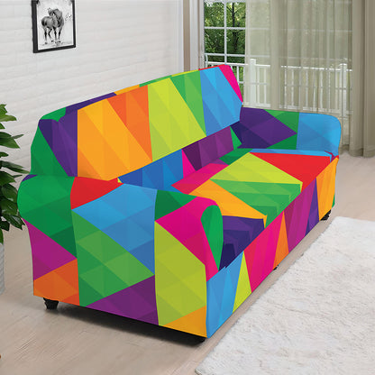 Rainbow Triangles Pattern Print Sofa Cover