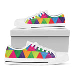 Rainbow Triangles Pattern Print White Low Top Shoes