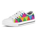 Rainbow Triangles Pattern Print White Low Top Shoes
