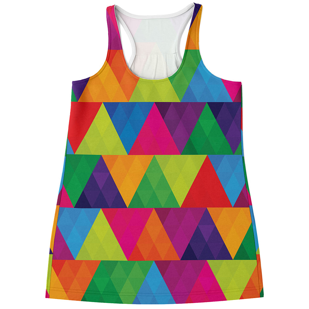 Rainbow Triangles Pattern Print Women's Racerback Tank Top