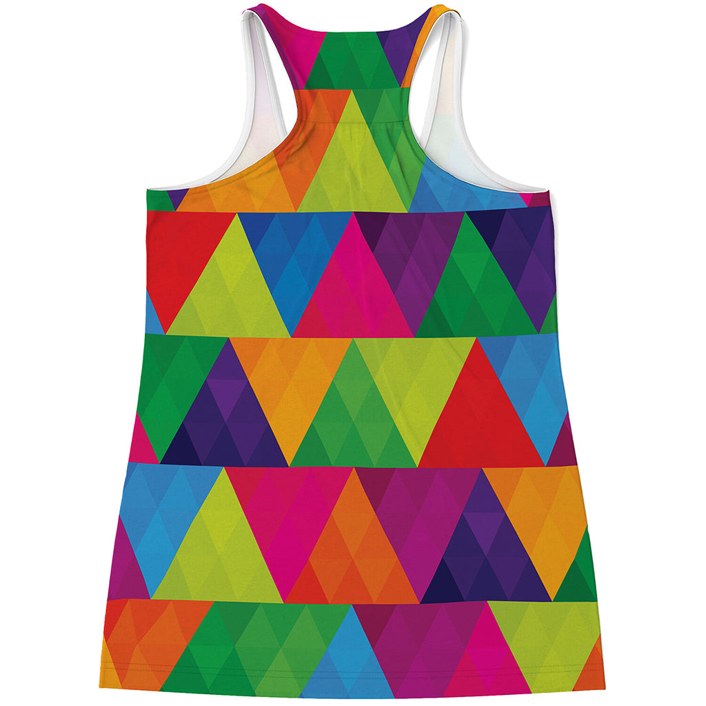 Rainbow Triangles Pattern Print Women's Racerback Tank Top