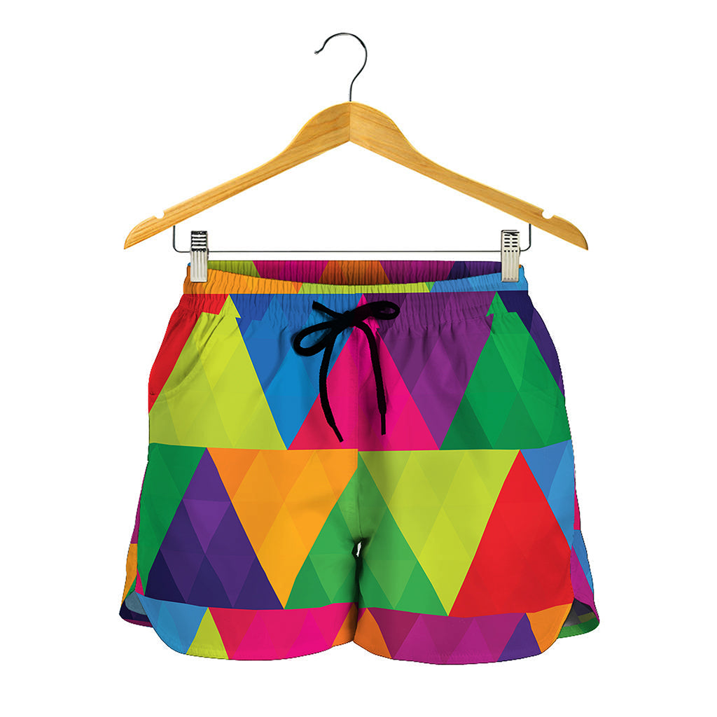 Rainbow Triangles Pattern Print Women's Shorts