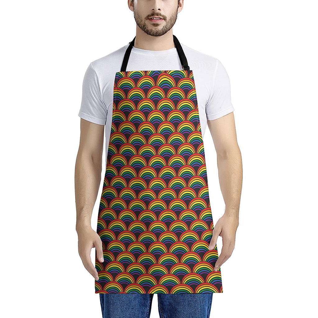 Rainbow Wave Pattern Print Apron