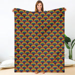 Rainbow Wave Pattern Print Blanket
