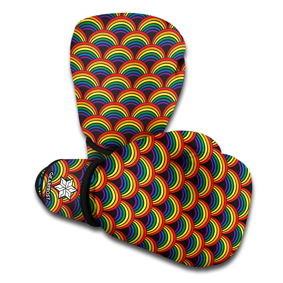 Rainbow Wave Pattern Print Boxing Gloves