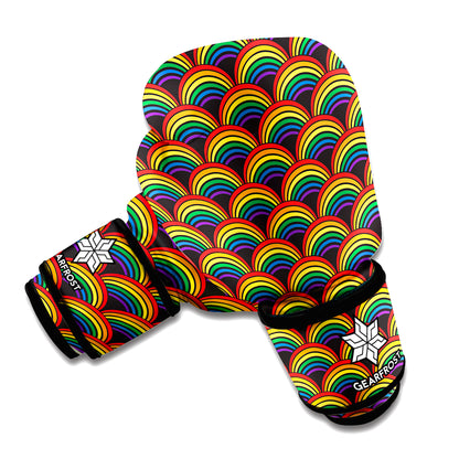 Rainbow Wave Pattern Print Boxing Gloves