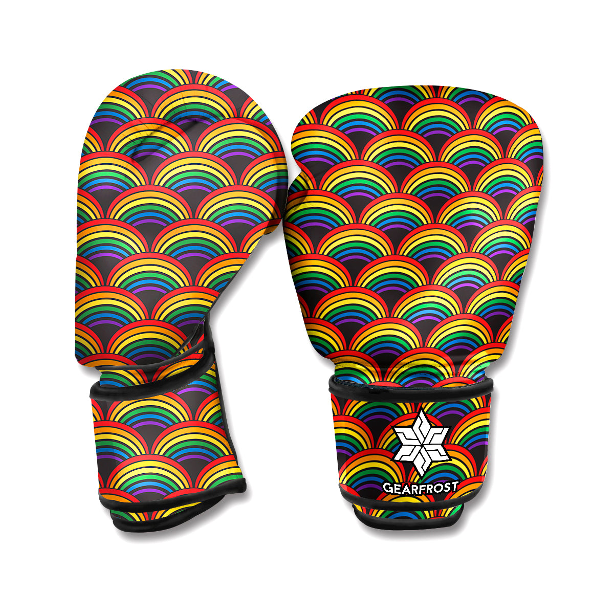 Rainbow Wave Pattern Print Boxing Gloves