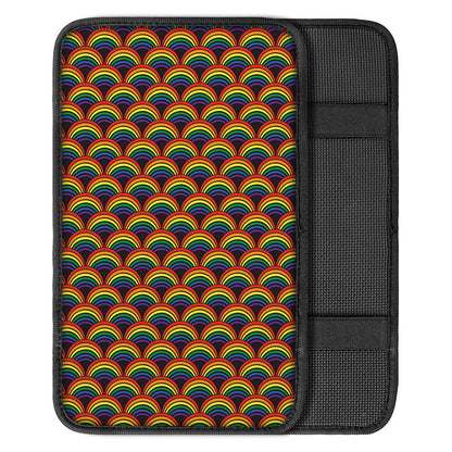 Rainbow Wave Pattern Print Car Center Console Cover
