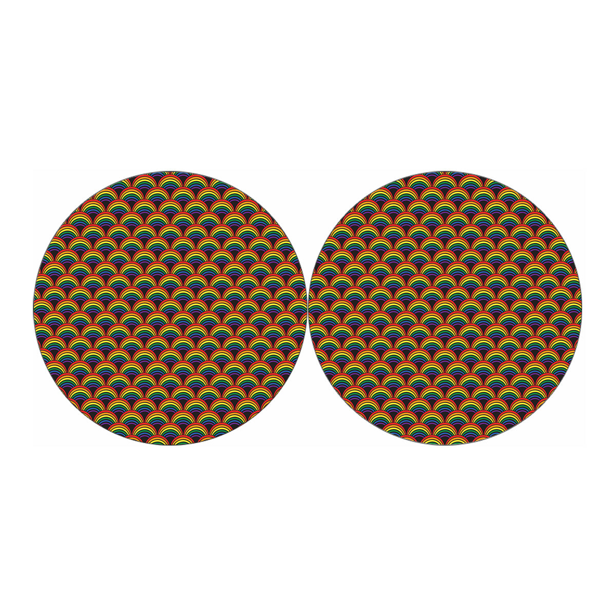 Rainbow Wave Pattern Print Car Coasters