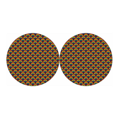 Rainbow Wave Pattern Print Car Coasters