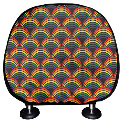 Rainbow Wave Pattern Print Car Headrest Covers