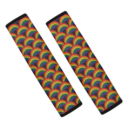 Rainbow Wave Pattern Print Car Seat Belt Covers