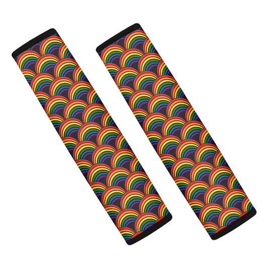 Rainbow Wave Pattern Print Car Seat Belt Covers