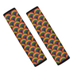 Rainbow Wave Pattern Print Car Seat Belt Covers