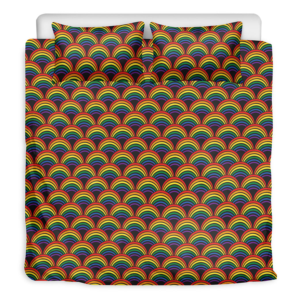 Rainbow Wave Pattern Print Duvet Cover Bedding Set
