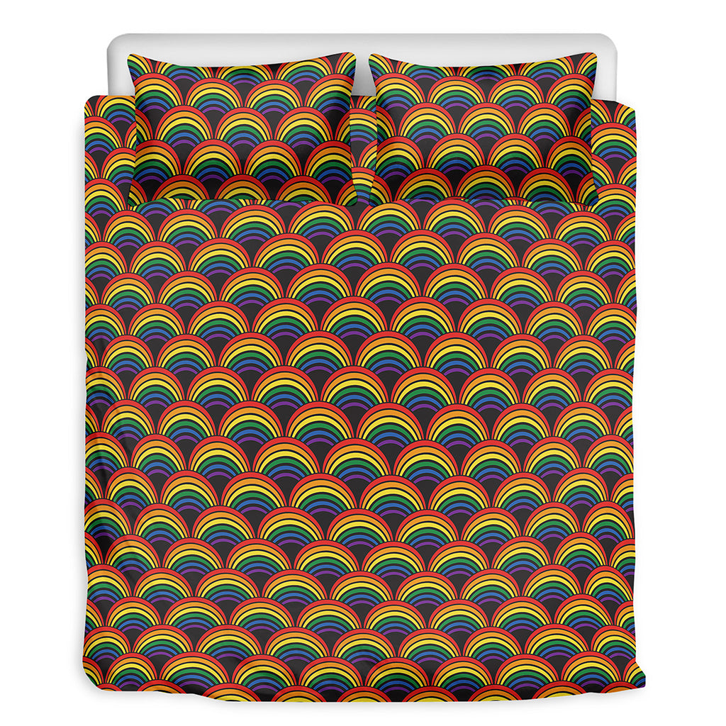 Rainbow Wave Pattern Print Duvet Cover Bedding Set