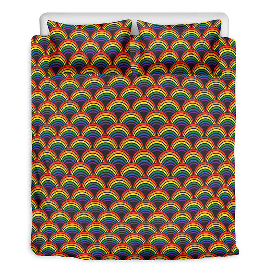 Rainbow Wave Pattern Print Duvet Cover Bedding Set
