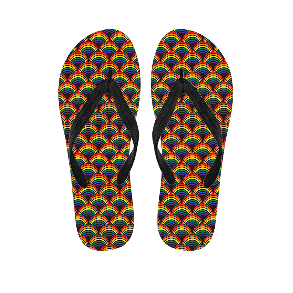 Rainbow Wave Pattern Print Flip Flops